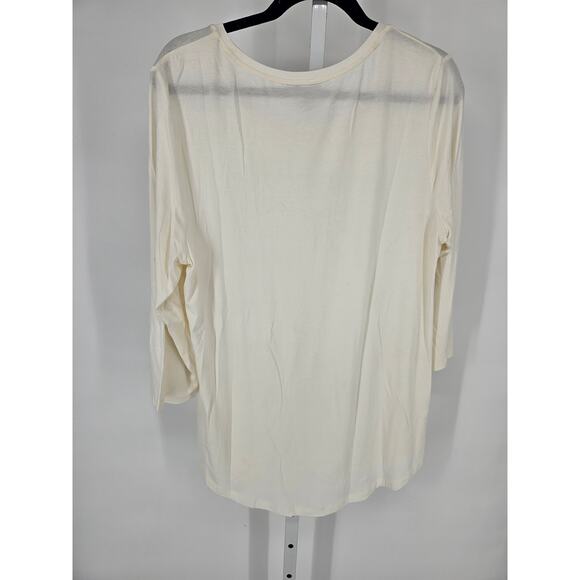 JM Collection Women's White Semi-Sheer Long Sleeve Relaxed Blouse Size L - Picture 4 of 4